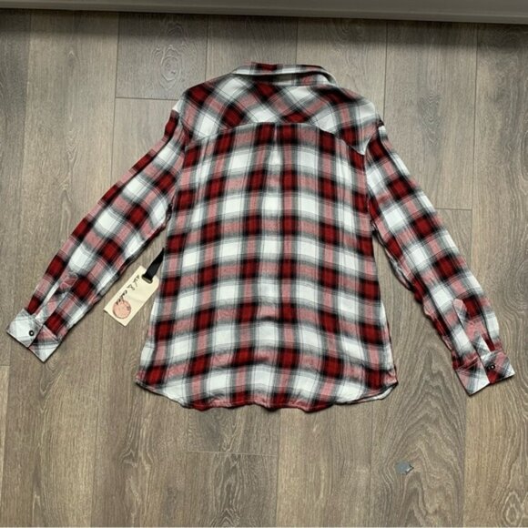 Anthropologie Ash and Ember Button Down front Shirt Plaid Flannel Size XS - Picture 15 of 16